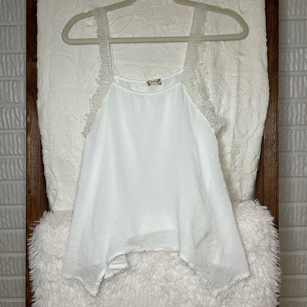 Intimately Free People Lace Strap Camisole Shark Bite Hem Sleeveless Blouse